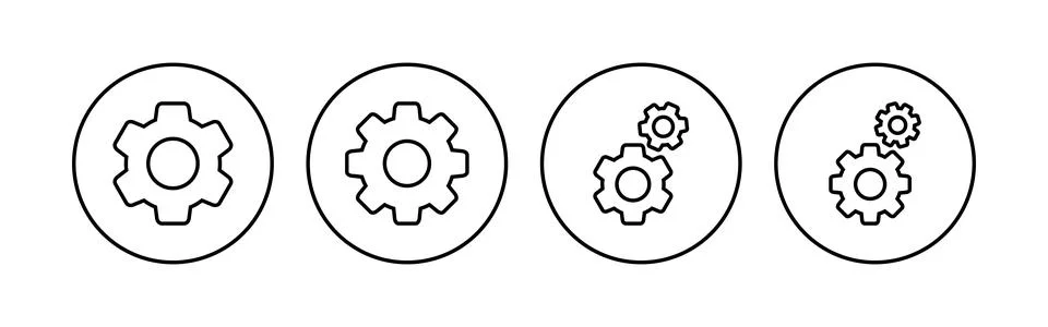 Setting Icon set. Cog Settings Icon Symbol Stock Illustration