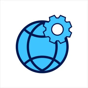 Setting icon. setting with globe symbol. Concept of global / network connection Stock Illustration