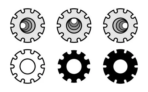 Setting Icons Gear and Circular Arrows Representing Ongoing Workflow Illustrazione stock