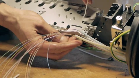 Setting up an Internet provider cable Stock Footage 80810906