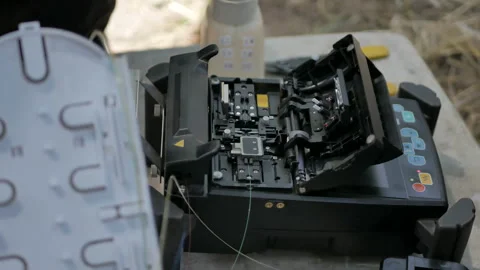 Setting up an Internet provider cable Stock Footage 112242962