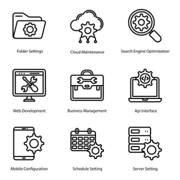 Setting Line Icons Stock-Illustration