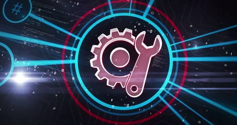 Setting maintenance management symbol 3d digital concept Stock Footage 332848141