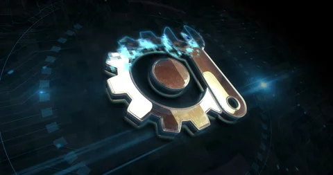 Setting maintenance management symbol 3d digital concept loop Stock Footage 332849006