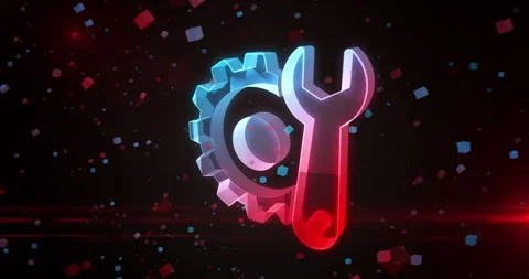 Setting maintenance management symbol loop digital concept Stock Footage 332848692