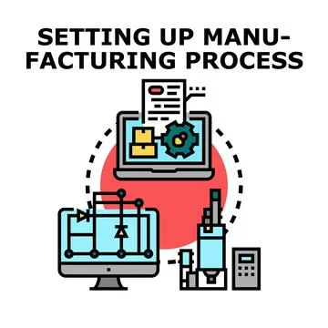Setting up manufacturing process with automation and technology Stock Illustration