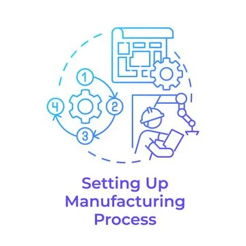 Setting up manufacturing process blue gradient concept icon Stock Illustration