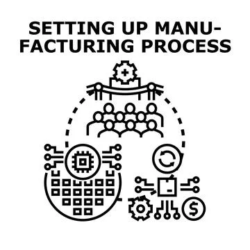 Setting up a manufacturing process launch and innovation Stock Illustration