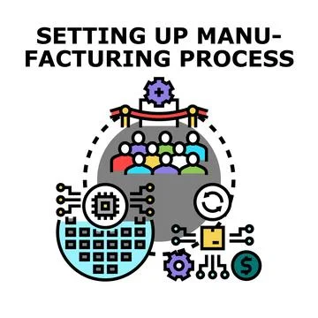 Setting up a manufacturing process launch and innovation Stock Illustration