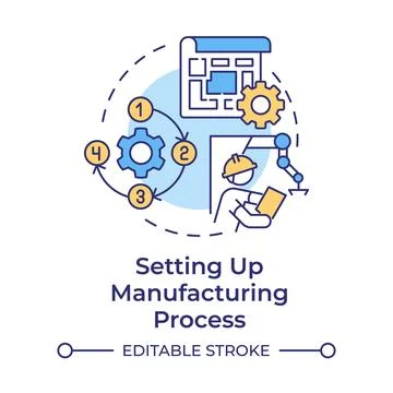 Setting up manufacturing process multi color concept icon Illustrazione stock