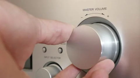 Setting master volume level on audio power amplifier 4K 3840X2160 30fps UHD fo Stock Footage 56194295