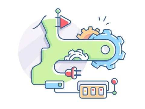 Setting of mechanical device Stock Illustration