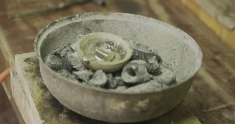 Setting up melting pot Stock Footage 141369671