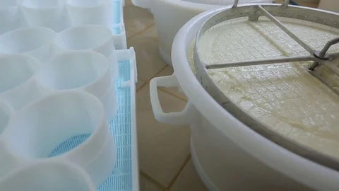 Setting milk for cheese Stock Footage 73785882
