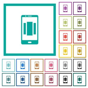 Setting up mobile homescreen flat color icons with quadrant frames Illustrazione stock