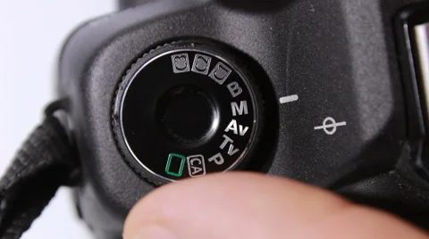 Setting mode dial lock button of the camera  Stock Footage 57748144