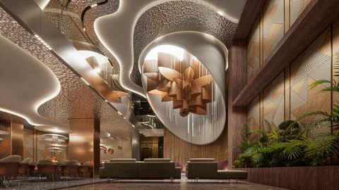 Setting the Mood Lighting and Decorative Elements for Gorgeous Restaurant I.. Stock-Illustration