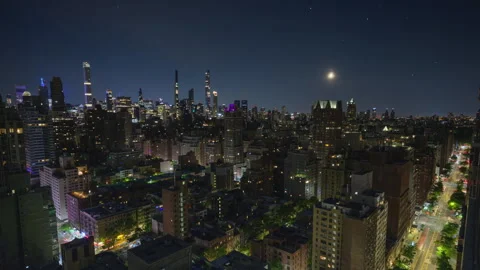 Setting Moon Cityscape Timelapse Stock Footage 242458779