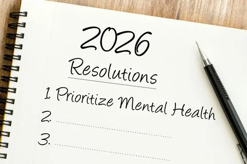 Setting New Years resolutions for 2026 with a focus on prioritizing mental .. Stock Photos