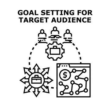Setting objective for target audience communication strategy Stock Illustration