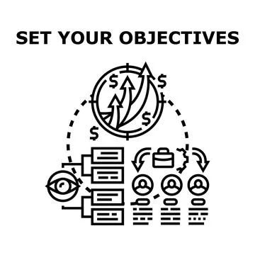Setting objectives and achieving business goals with vision Stock Illustration