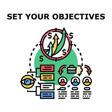 Setting objectives and achieving business goals with vision 스톡 일러스트