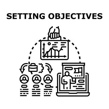 Setting objectives and achieving business goals concept Stock Illustration