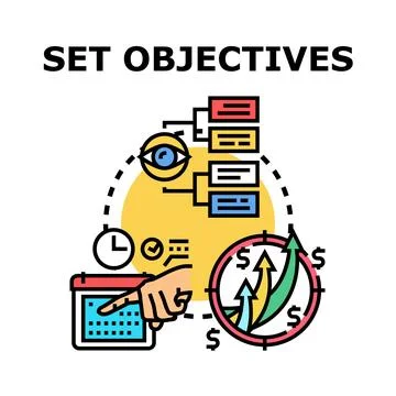 Setting objectives and planning business strategy for growth Stock Illustration