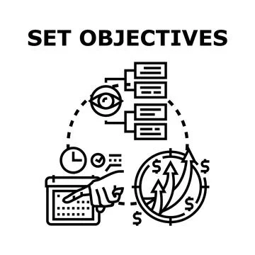 Setting objectives and planning business strategy for growth Stock Illustration