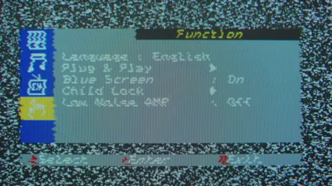 Setting up old retro television close-up. Vintage TV screen with noise, bad Stock Footage 197195325