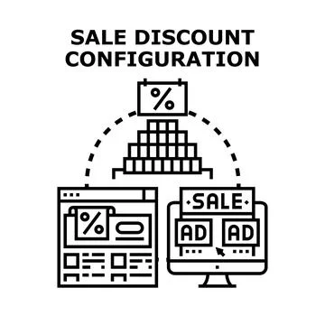 Setting up online sales discount configuration strategy Stock Illustration