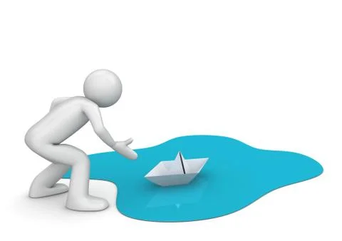 Setting out paper ship - hobbies collection 스톡 일러스트