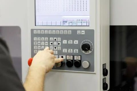 Setting up parameters of CNC machining center Stock Photos