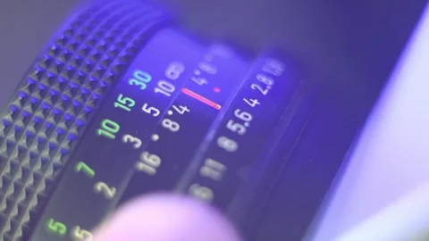 Setting parameters on the old lens. Stock Footage 284043176