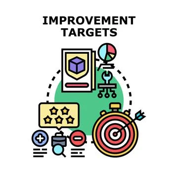 Setting performance improvement targets and business goals Stock Illustration