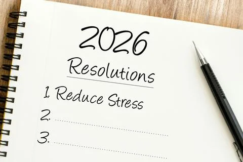 Setting personal goals for the year 2026, focusing on reducing stress and i.. Stock Photos