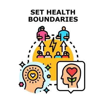 Setting personal health boundaries separating people concept Stock Illustration
