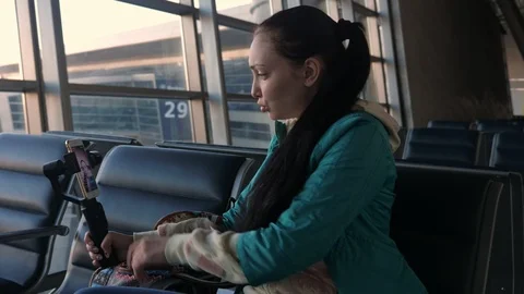 Setting up the phone before blogging Stock Footage 90818470