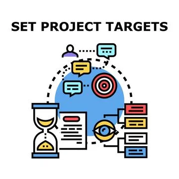 Setting project targets and project goals planning Stock Illustration