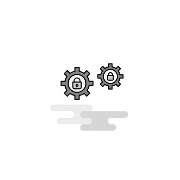 Setting protected Web Icon. Flat Line Filled Gray Icon Vector Illustrazione stock