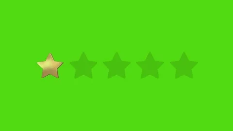 Setting the rating. One star. Green background. Video stock 293864516