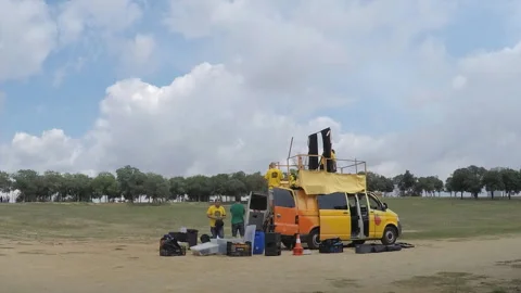 Setting Up The Rave Van Stock Footage 96988437