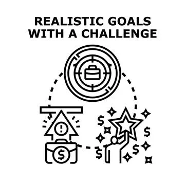 Setting realistic goals and overcoming challenges for success Stock Illustration