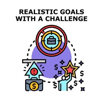 Setting realistic goals and overcoming challenges for success Stock Illustration