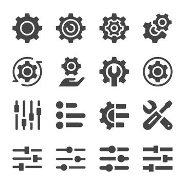 Setting solid icon set Stock Illustration