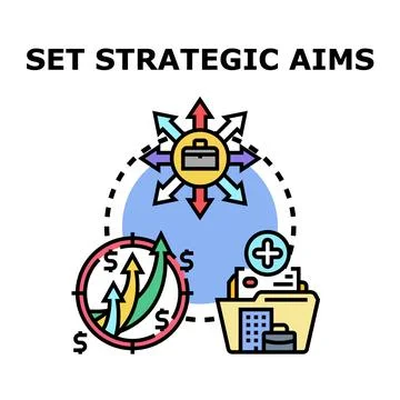 Setting strategic aims and achieving business growth goals Stock Illustration