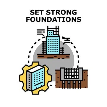 Setting strong foundations for business growth and construction Stock Illustration