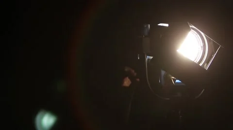 Setting up the studio lights before an interview Video stock 41301436