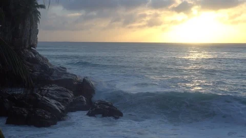 The setting sun against the Indian ocean in Seychelles 3 Stock Footage 112188188