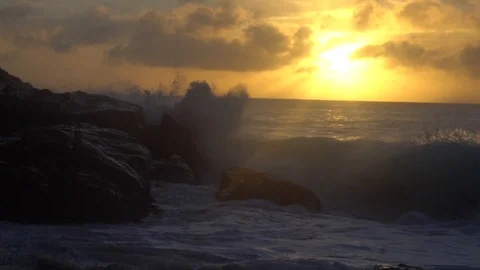 The setting sun against the Indian ocean in Seychelles 1 Stock Footage 112189434